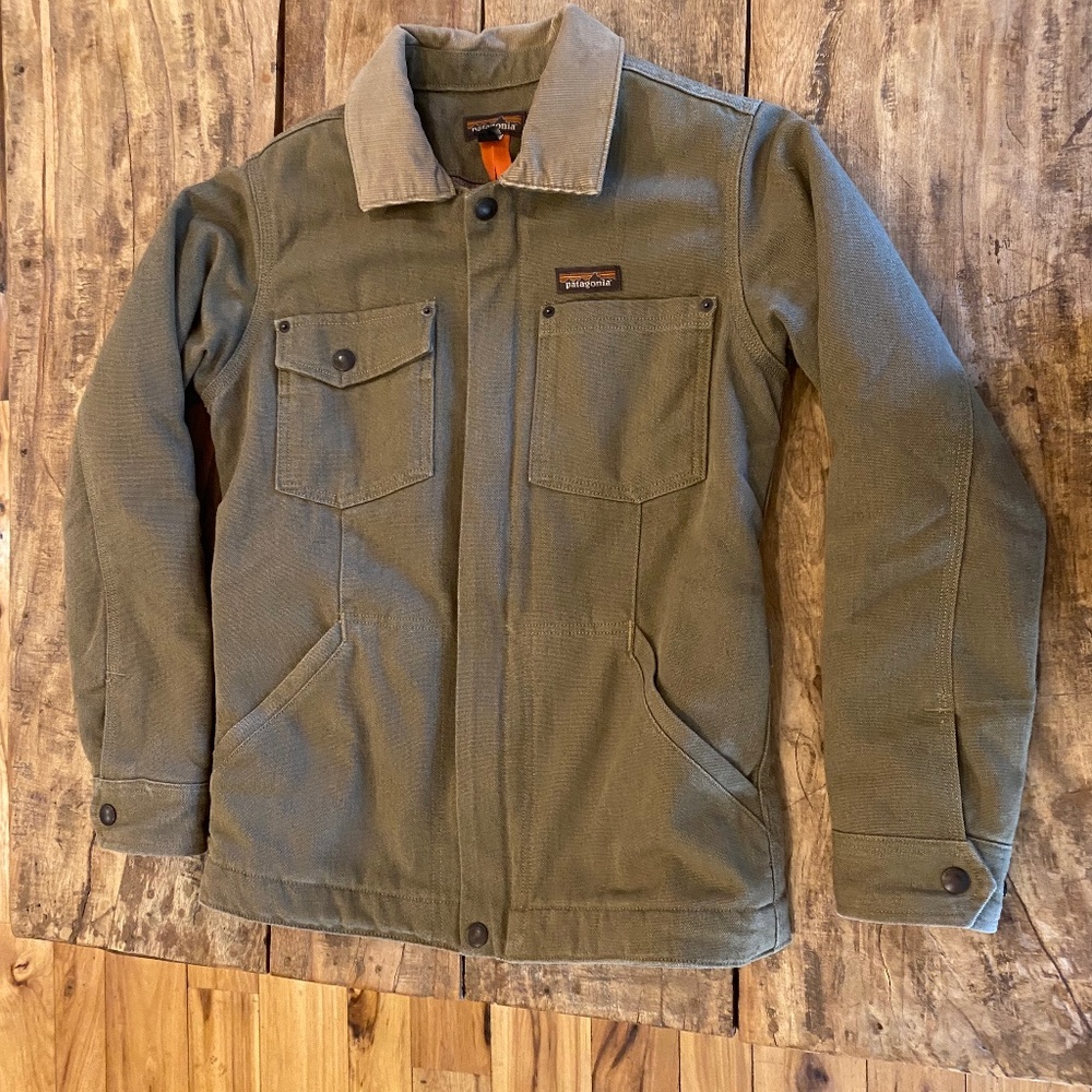 Patagonia Olive Green Barn Jacket with Corduroy Collar